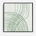 Obraz w ramie 50x50 - Migotliwa Spokojna Zieleń - zielony plakat, abstrakcyjne splątane linie - rama czarna