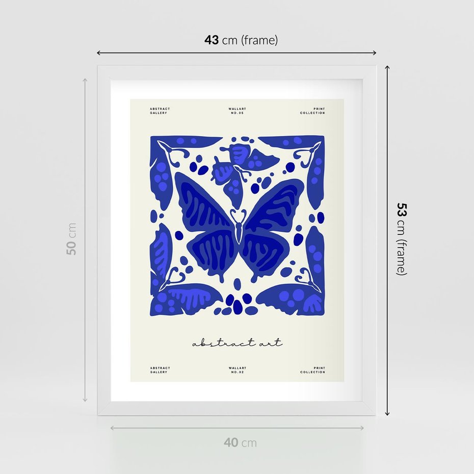 Plakat w ramie 40x50 - Wibracje Wnętrza - nowoczesny plakat, odcienie błękitu - rama biała