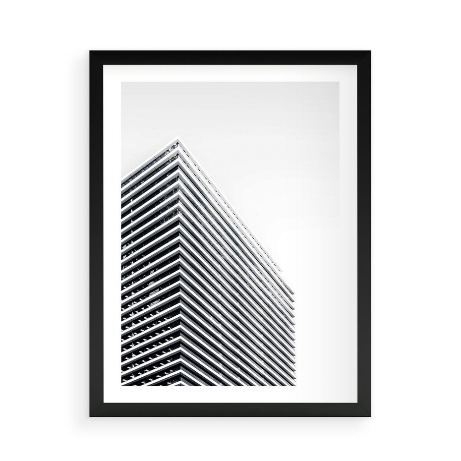 Plakat w ramie 50x70 - Wzorce Wysokości - architektura, wysoki wieżowiec - rama czarna