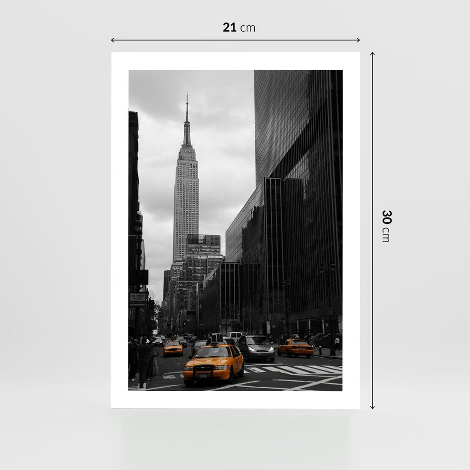 Plakat bez ramy 21x30 - Nowy York, taksówka w ruchu - Nowy York, taksówka