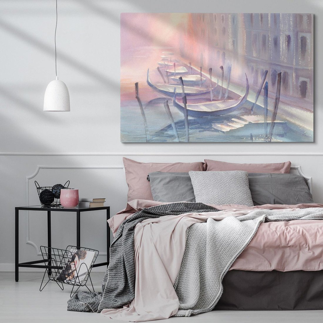 Obraz na płótnie 120x80 - Romantyczne Zachody - akwarelowy rysunek, stonowane pastelowe kolory