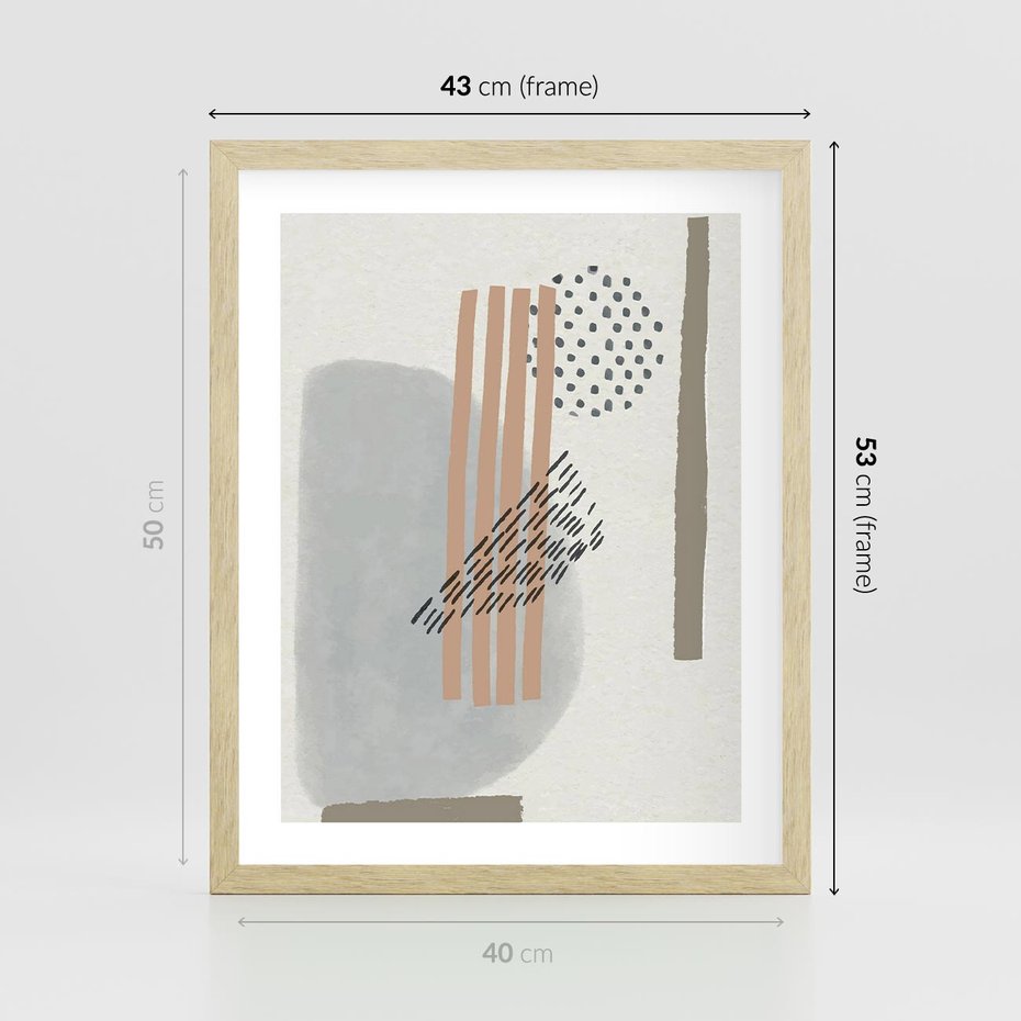 Plakat w ramie 40x50 - Nowoczesna Abstrakcja: Delikatne Beże - abstrakcja, nowoczesna sztuka - rama drewno