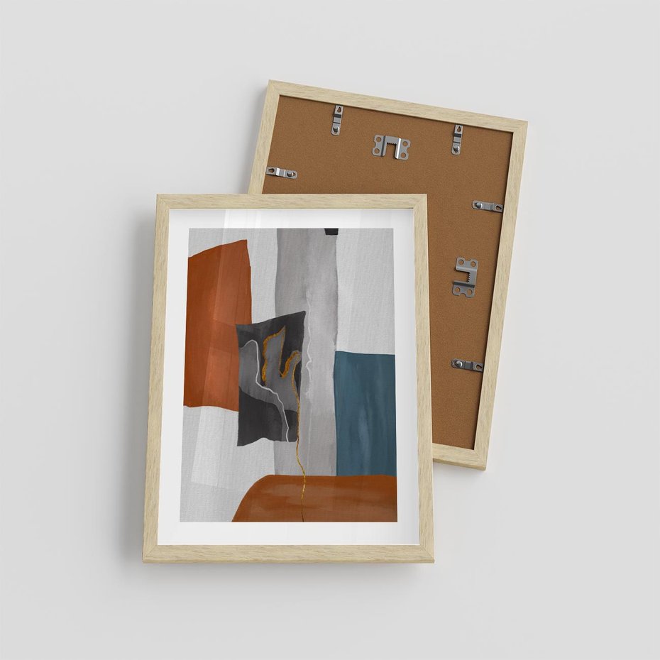 Plakat w ramie 30x40 - Nowoczesna geometria - nowoczesny, geometryczny - rama drewno