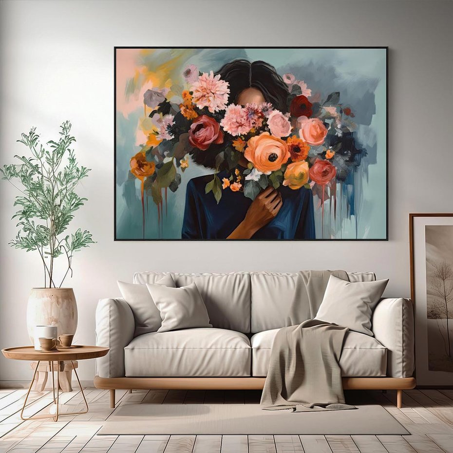 Obraz w ramie 100x70 - Ukryte Emocje - obraz, akwarela - rama czarna