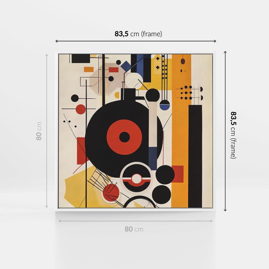 Obraz w ramie 80x80 - Wnętrza Refleksyjnego Światła - modernistyczny obraz, styl bauhaus - rama biała