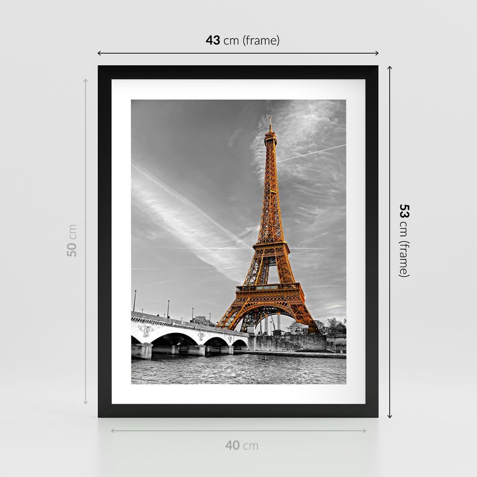 Plakat w ramie 40x50 - Echa Wieży Eiffla - wieża, Eiffla - rama czarna