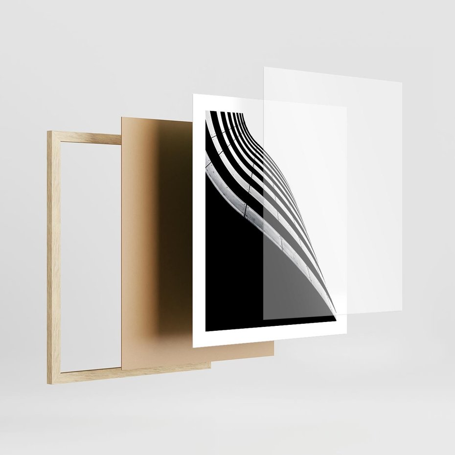 Plakat w ramie 40x50 - Architektoniczna Fala - architektura, falowany budynek - rama drewno