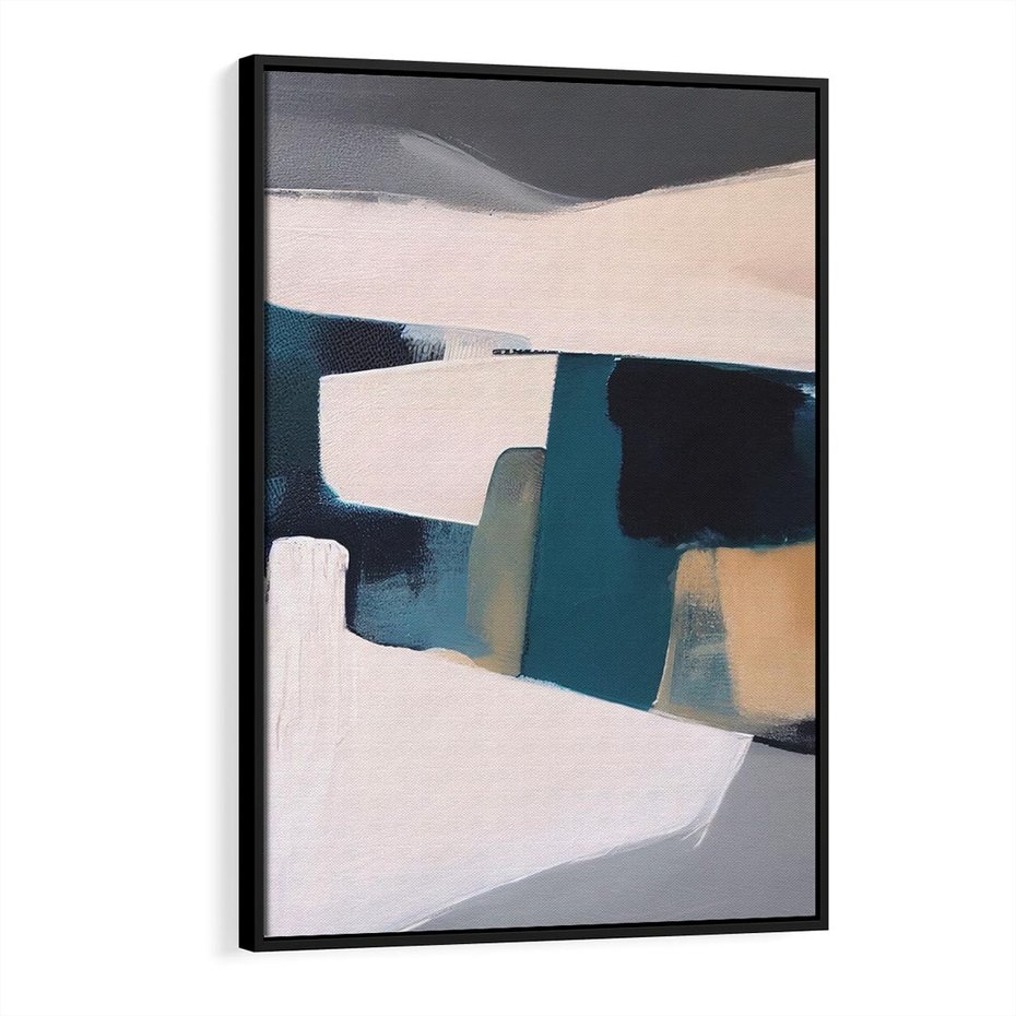 Obraz w ramie 70x100 - Turkusowe Maźnięcia - obraz, abstrakcja - rama czarna