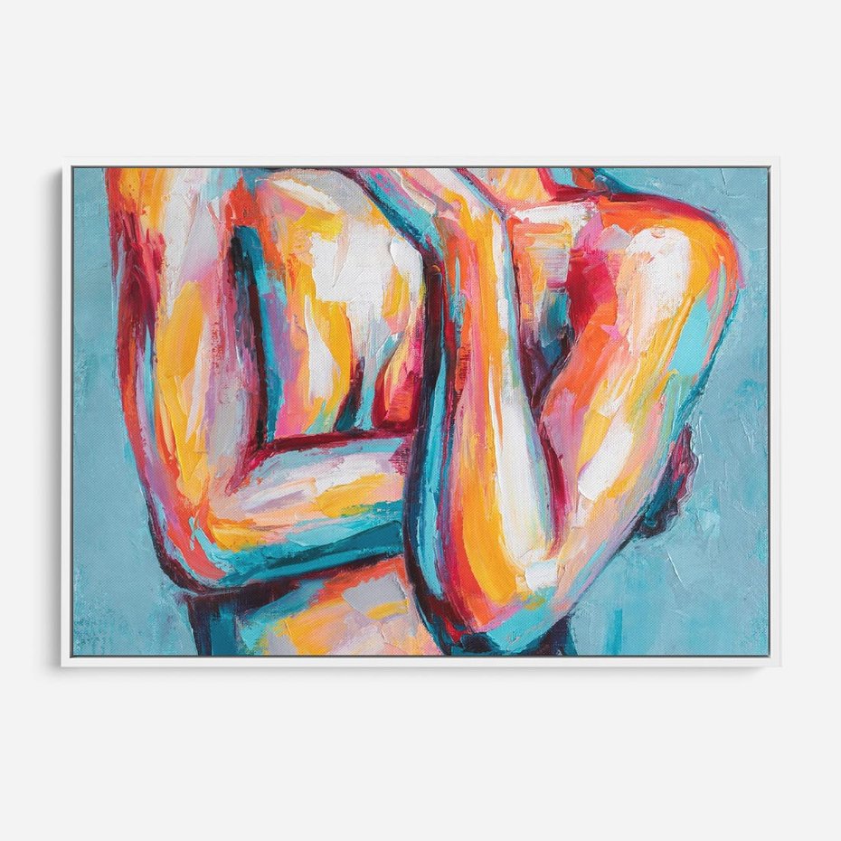 Obraz w ramie 70x50 - Nagie Natchnienie - obraz olejny, naga kobieta - rama biała