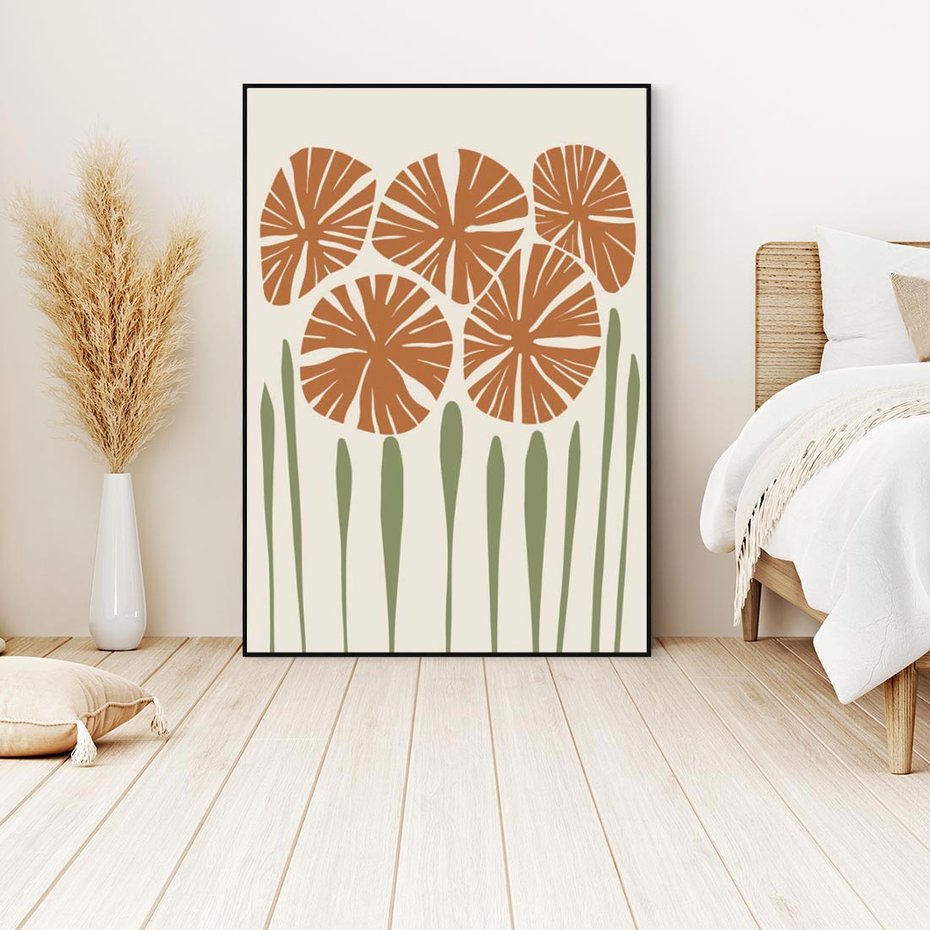 Obraz w ramie 70x100 - Akwarelowe Echa Przyrody - kwiaty, nowoczesny plakat - rama czarna