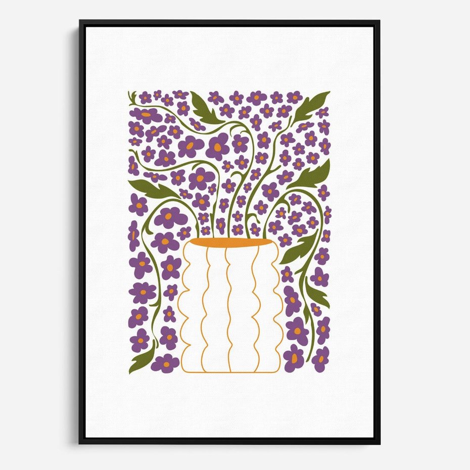 Obraz w ramie 50x70 - Witalność Kwiatów - kwiaty w wazonie, minimalistyczna kompozycja - rama czarna