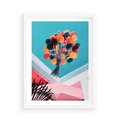 Plakat w ramie 50x70 - Kolorowe Balony Pod Niebem - kolorowe balony na tle niebieskiego nieba - rama biała