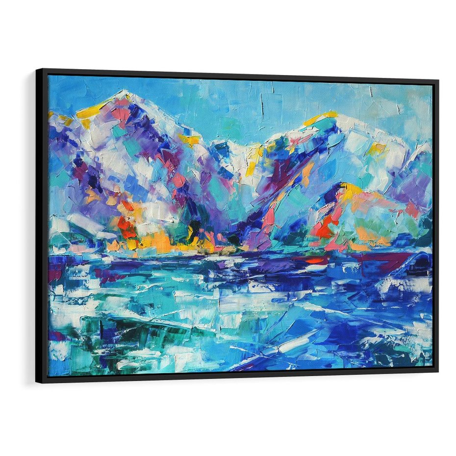 Obraz w ramie 100x70 - Mistyka Górskich Marzeń - abstrakcja, pejzaż gór - rama czarna