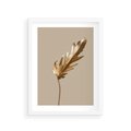 Plakat w ramie 30x40 - Piękno w Detalu - złoty, liść - rama biała