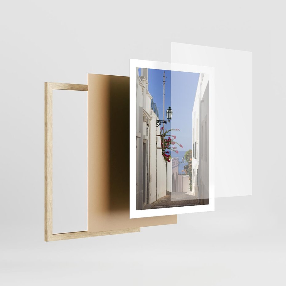 Plakat w ramie 50x70 - Podróże w Czasie: Perspektywiczna Uliczka - uliczka, perspektywa - rama drewno