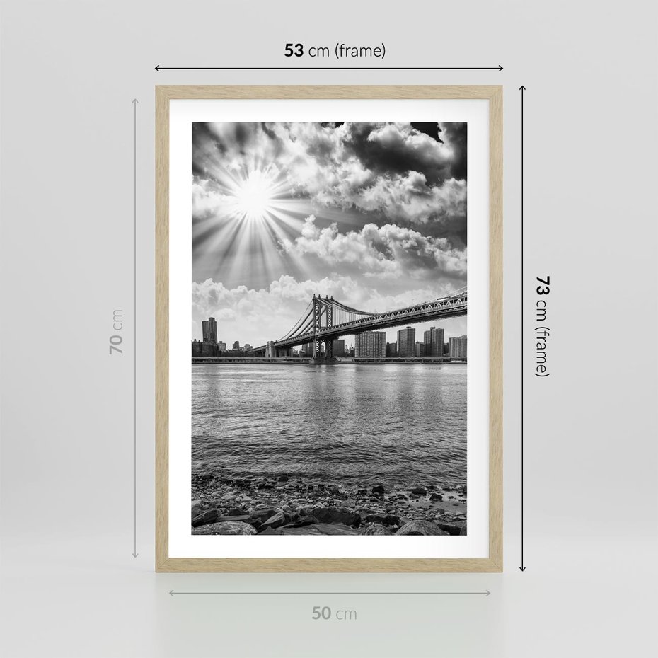 Plakat w ramie 50x70 - Most w Mieście - most, miasto - rama drewno