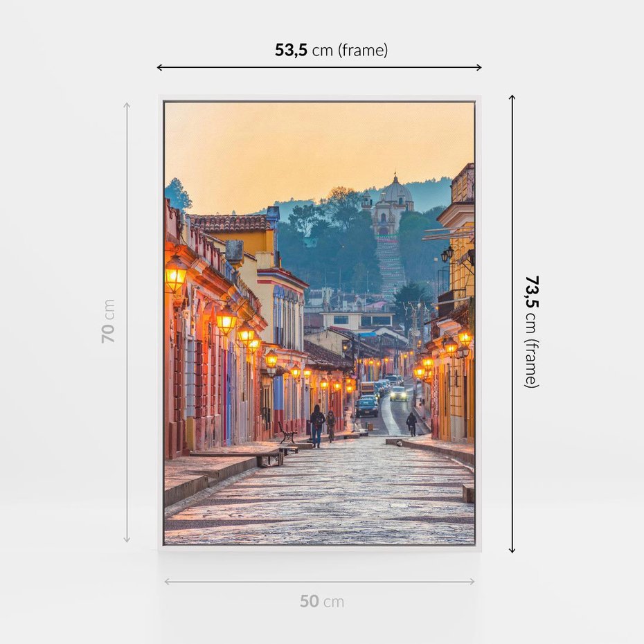 Obraz w ramie 50x70 - W stronę marzycielskich horyzontów - włoska uliczka, wieczór - rama biała