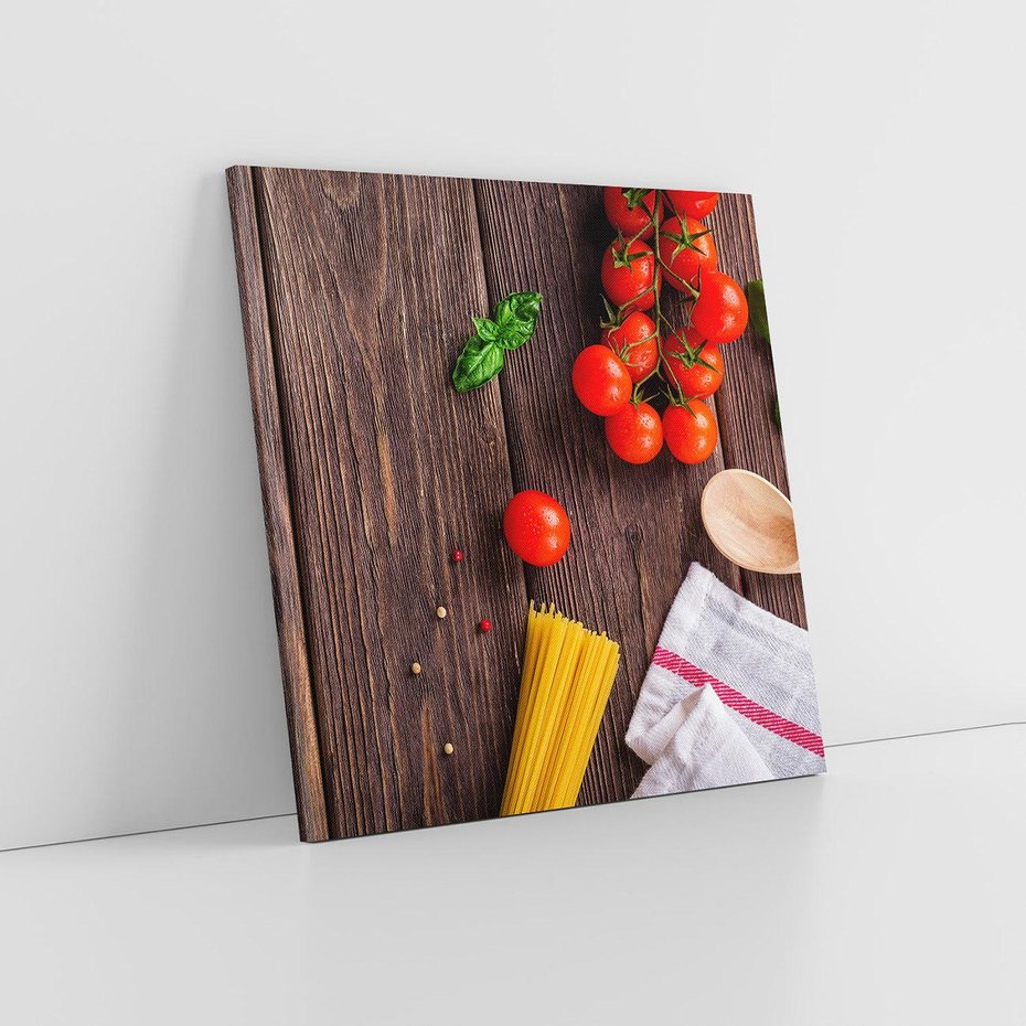 Obraz na płótnie 70x70 - "Spaghetti: Sztuka kulinarna na płótnie - spaghetti, makaron
