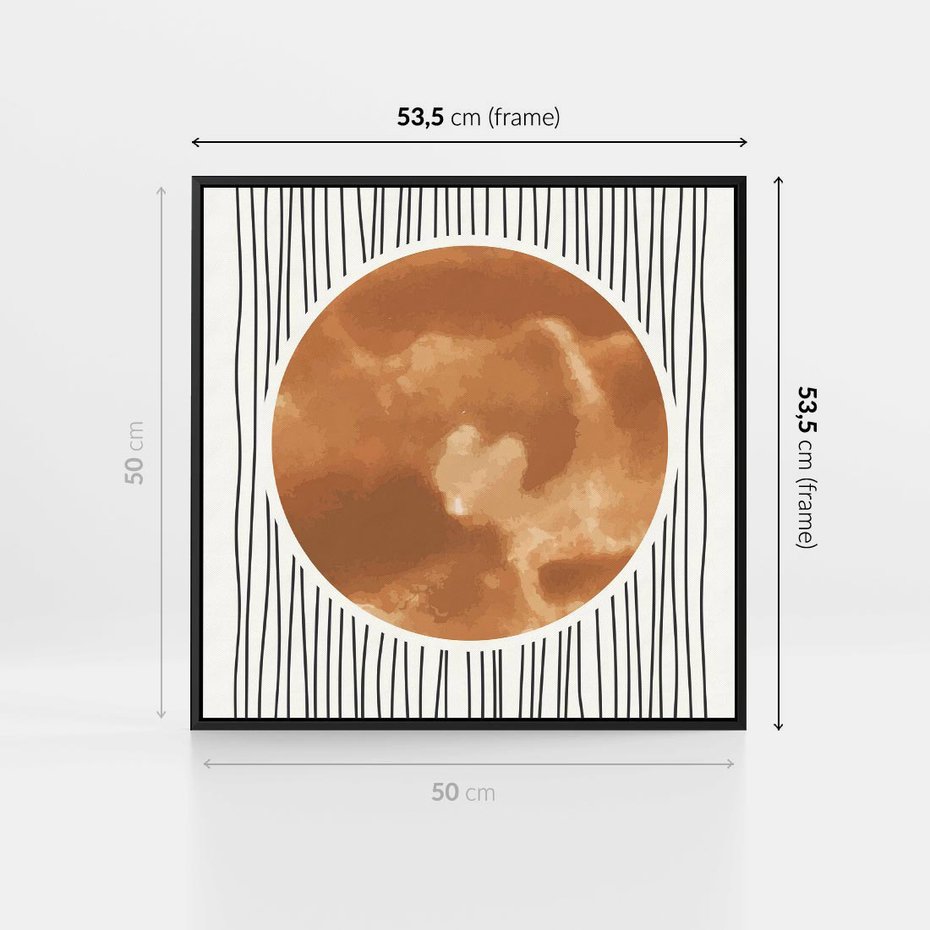 Obraz w ramie 50x50 - Eteryczne Krągłe Echa - boho obraz, geometria - rama czarna