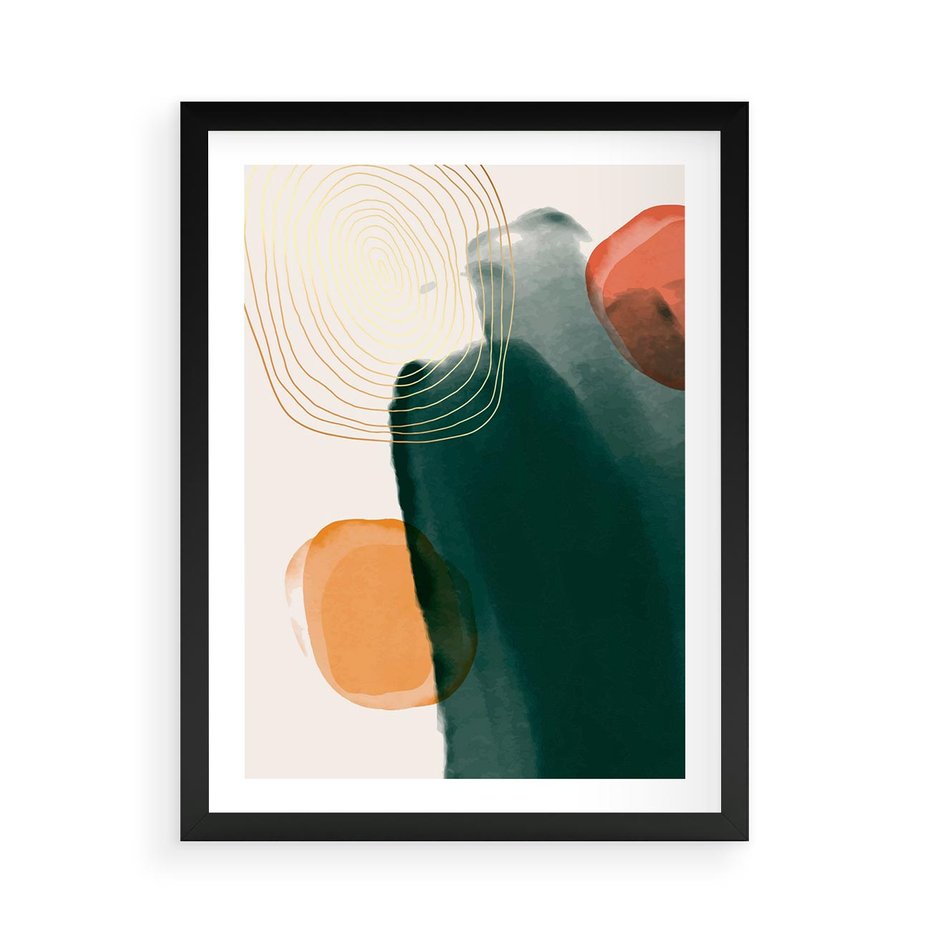 Plakat w ramie 50x70 - Modernistyczne Spektrum - abstrakcyjna granatowa plama, akwarela - rama czarna