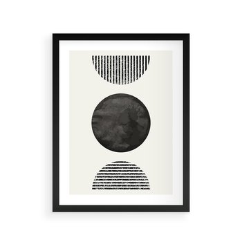 Plakat w ramie 50x70 - Tajemnicza Kompozycja - abstrakcyjne czarno białe formy, minimalizm - rama czarna