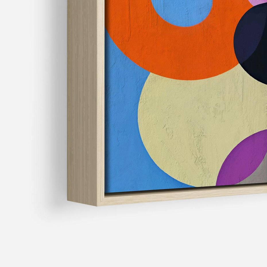 Obraz w ramie 50x50 - Tajemnicze Odbicia Czasu - abstrakcyjne geometryczne kształty, olejny obraz - rama drewno