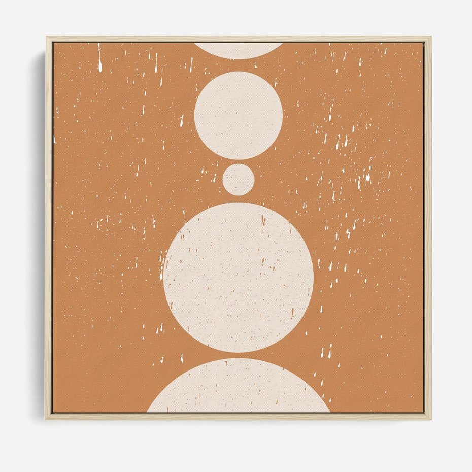 Obraz w ramie 80x80 - Podróżne Echa - mid century styl, nowoczesna grafika - rama drewno