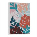 Obraz w ramie 80x120 - Impresje Kształtów - abstrakcyjna kompozycja kwiatowych form, kolor zgaszone - rama biała