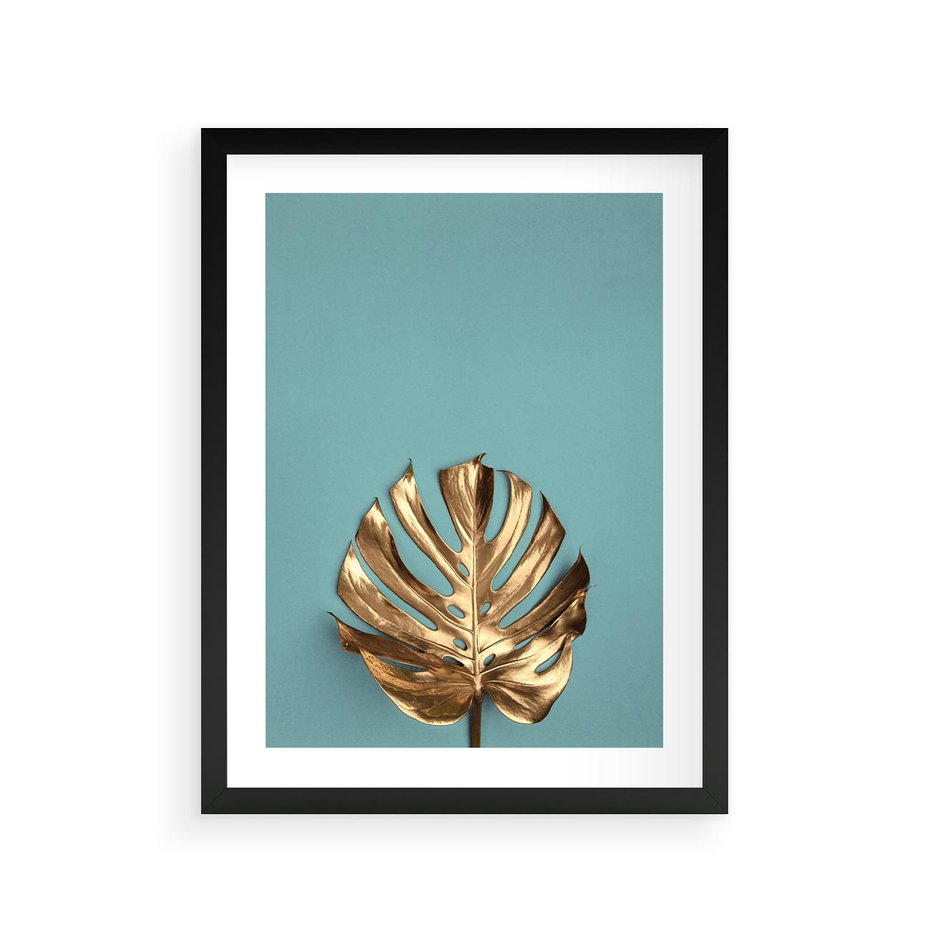 Plakat w ramie 30x40 - Piękno Natury - złote, liście - rama czarna
