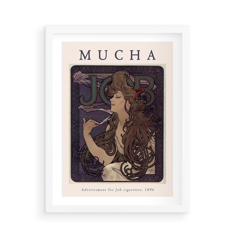 Plakat w ramie 50x70 - Reprodukcja A.Mucha - Mucha, plakat z reprodukcją - rama biała