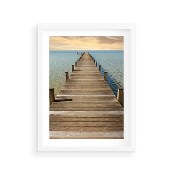 Plakat w ramie 40x50 - Pomost ku morzu - pomost, morze - rama biała