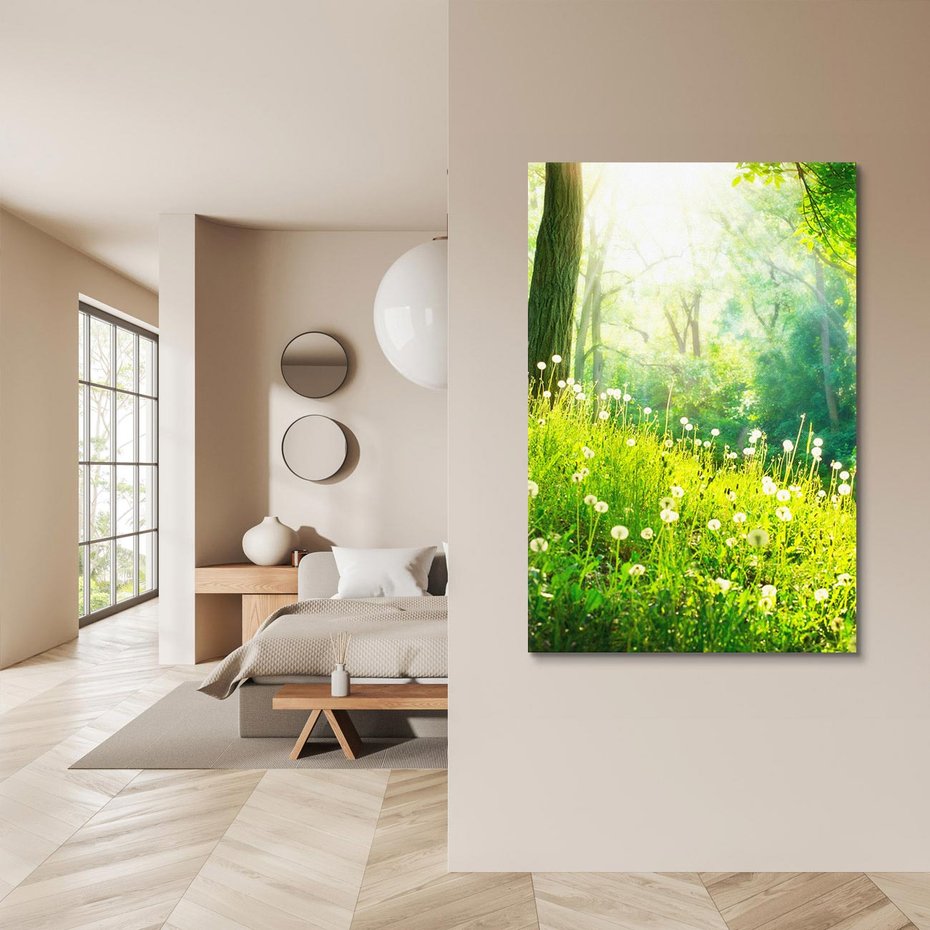 Obraz na płótnie 80x120 - Urok natury - magiczny las na płótnie - las, trawa