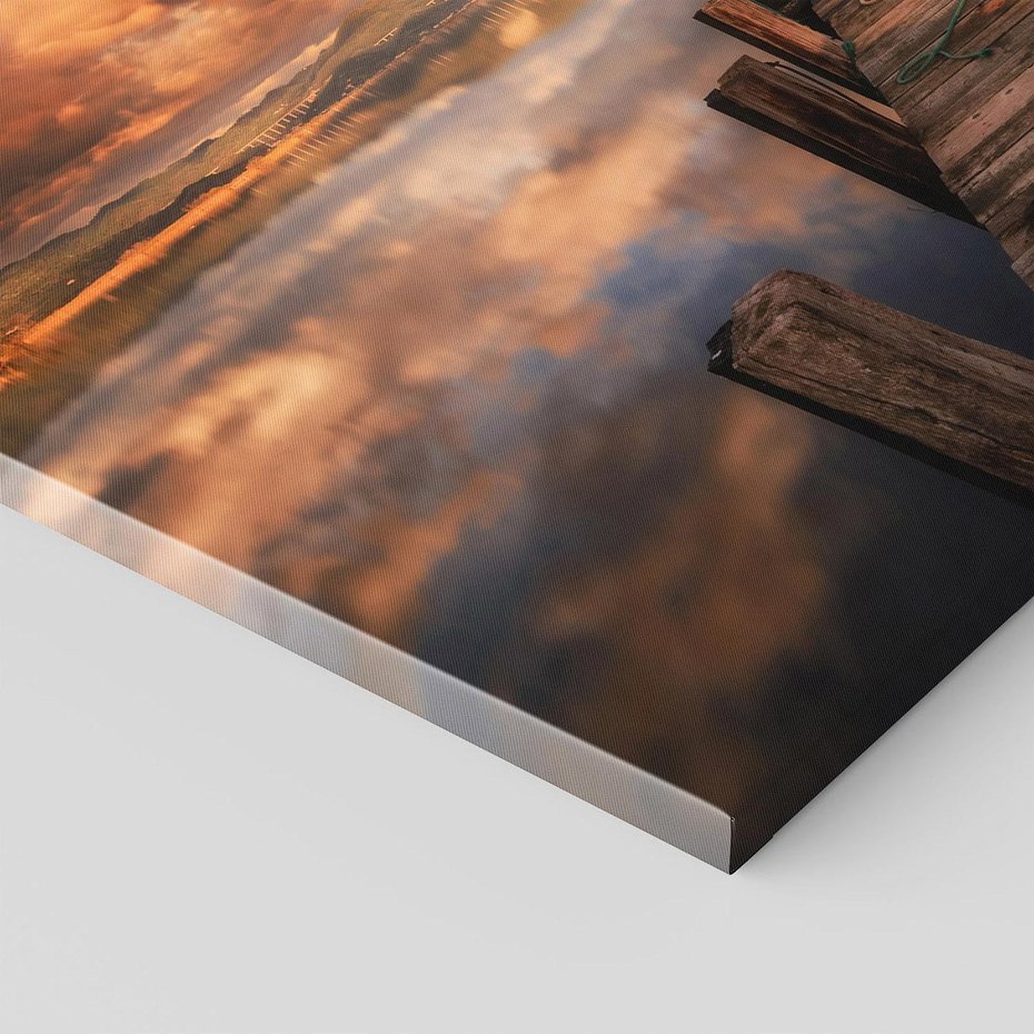 Obraz na płótnie 70x50 - Spacer po molo nad jeziorem - molo, jezioro