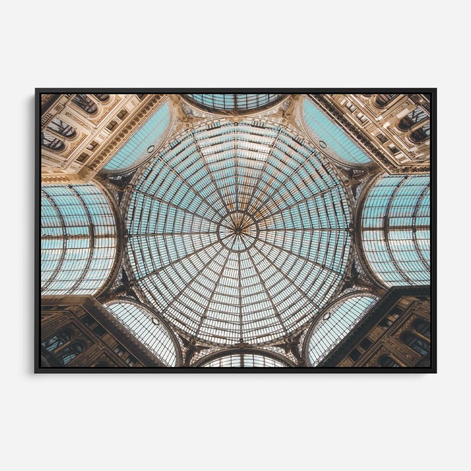 Obraz w ramie 70x50 - Magia Sklepienia - sklepienie, szklany dach - rama czarna