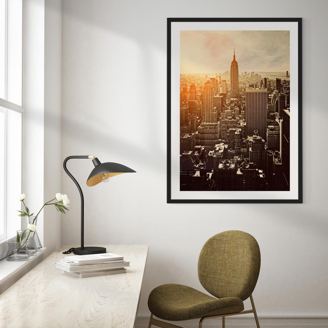 Plakat w ramie 30x40 - Nowojorska Skyline - Manhattan, Nowy Jork - rama czarna