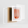 Plakat w ramie 40x50 - Eksploracja Nowego Światła - abstrakcyjna pomarańczowa forma, minimalizm - rama biała