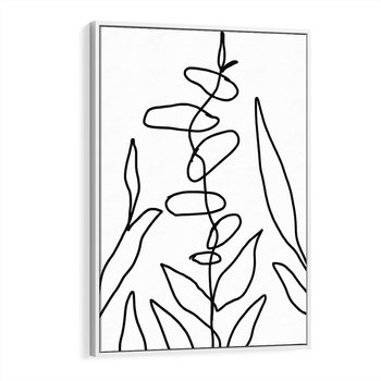 Obraz w ramie 70x100 - Liście Mocy - mroczna sztuka, minimalizm - rama biała