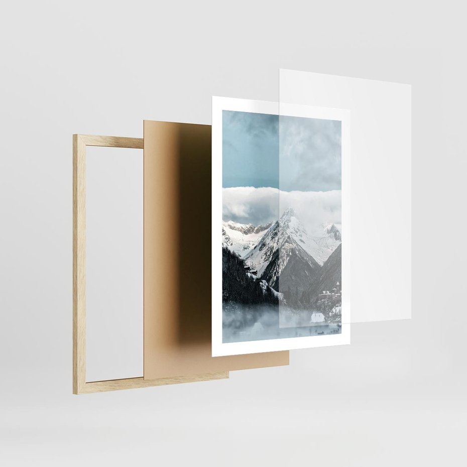 Plakat w ramie 50x70 - Magia Zimy w Górach - góry, śnieg - rama drewno