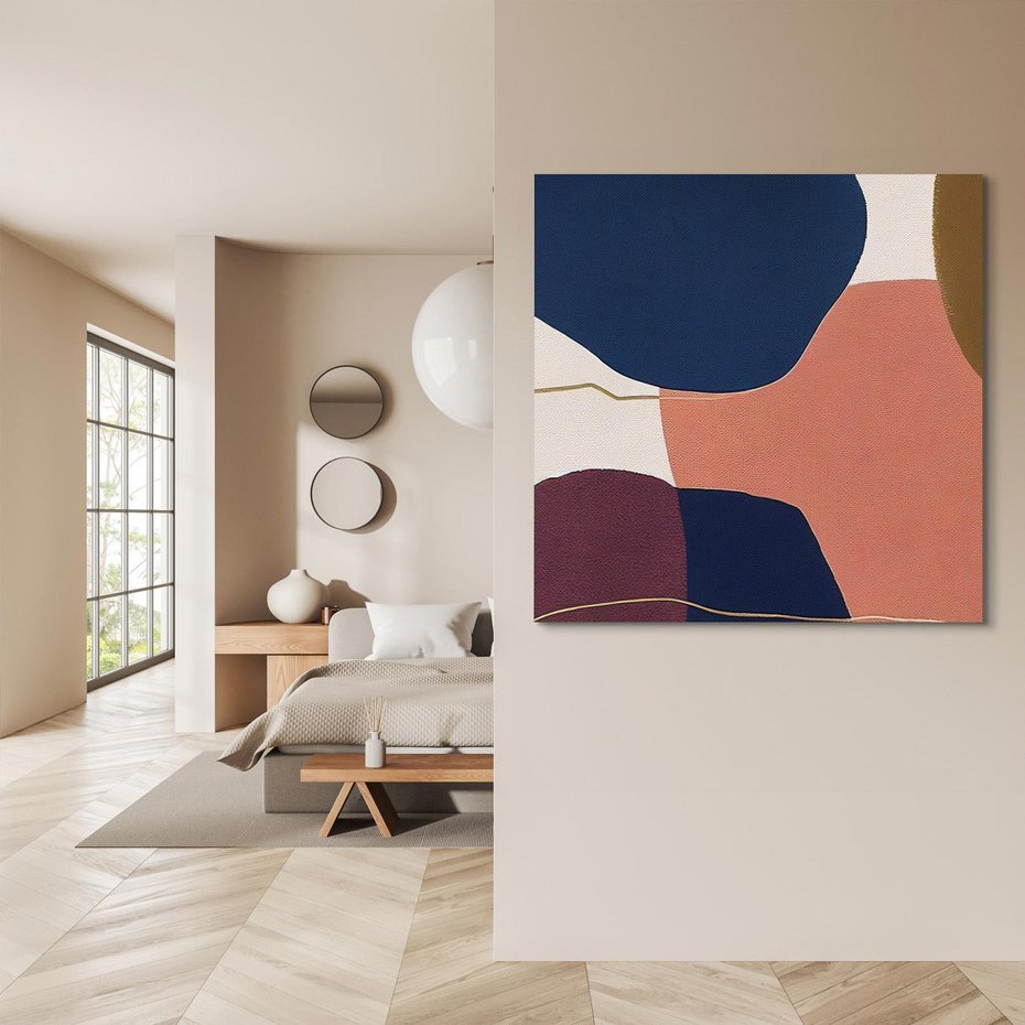 Obraz na płótnie 60x60 - Abstrakt Marsala - nieregularne plamy, kształty