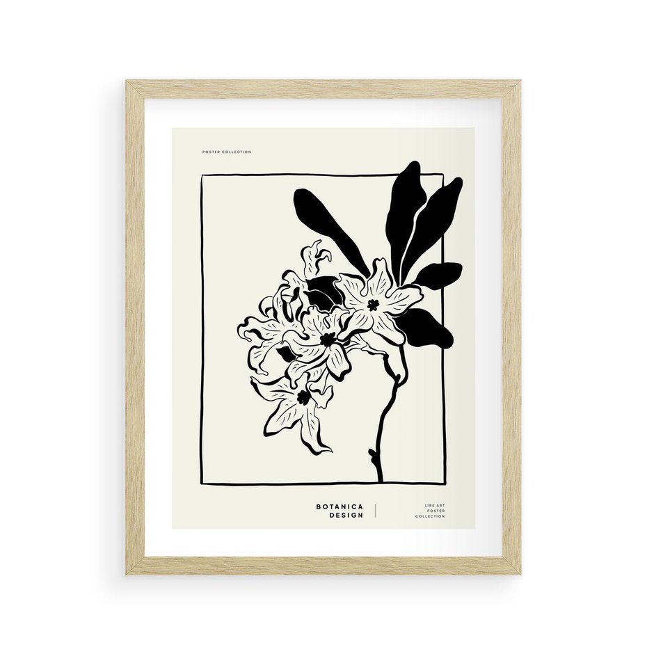 Plakat w ramie 40x50 - Kwiatowe przestrzenie - kwiat, grafika - rama drewno