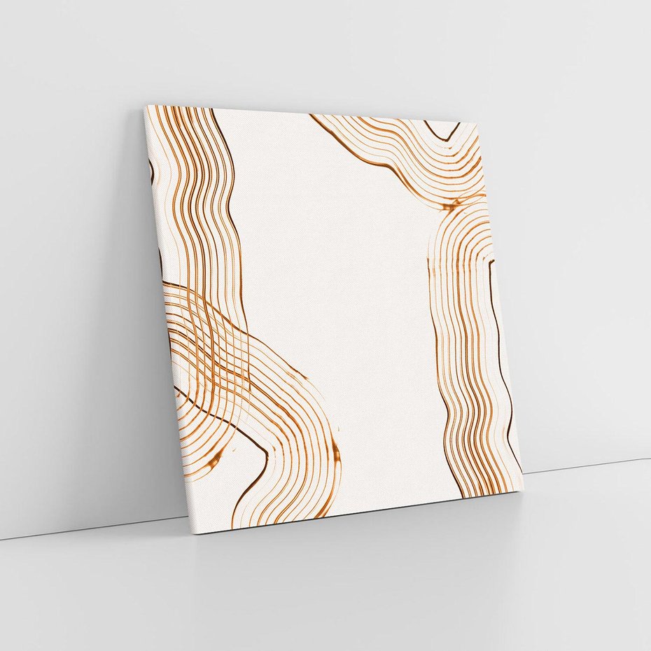 Obraz na płótnie 80x80 - Ścieżki pędzla i myśli - minimalistyczna kompozycja, abstrakcyjne brązowe linie na białym tle