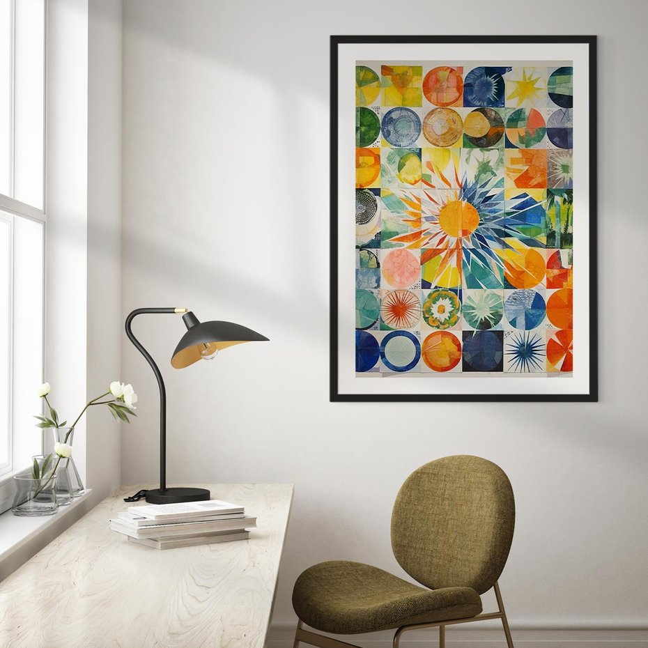 Plakat w ramie 50x70 - Rozkwitające Wzory Abstrakcji - abstrakcyjny obraz, mnogość kolorów - rama czarna
