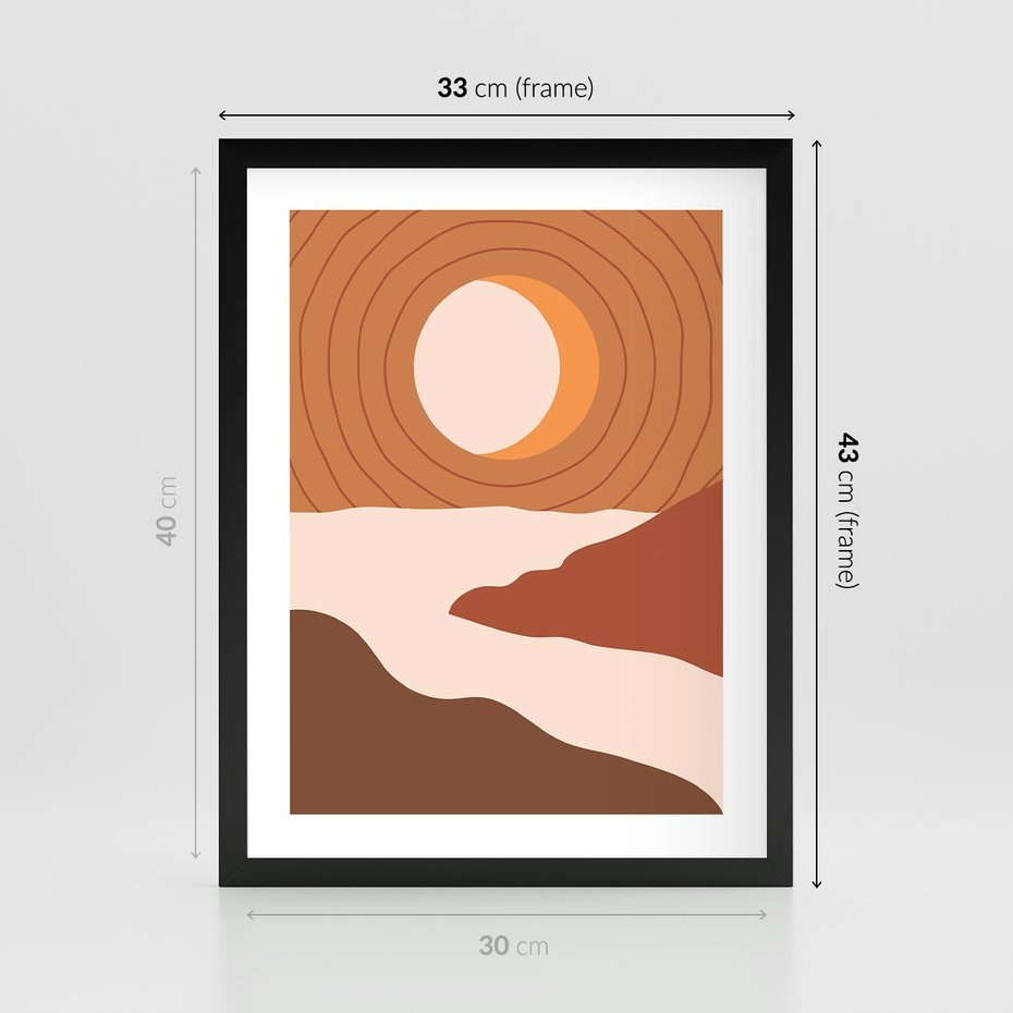Plakat w ramie 30x40 - Sztuka Zachodu Słońca: Nowoczesna Sceneria - plakat, nowoczesna grafika - rama czarna
