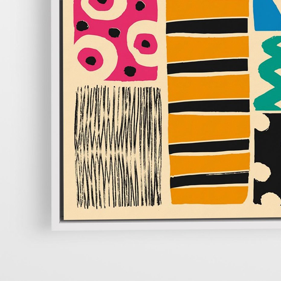 Obraz w ramie 100x70 - Etno Boho - etno ornamenty, boho klimat - rama biała