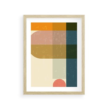 Plakat w ramie 40x50 - Geometryczna Grafika na Plakacie - geometryczna nowoczesna grafika, minimalizm - rama drewno