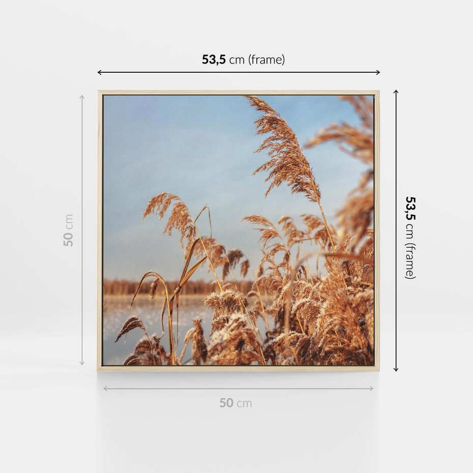 Obraz w ramie 50x50 - Wyraz Stylu - trawy, boho - rama drewno