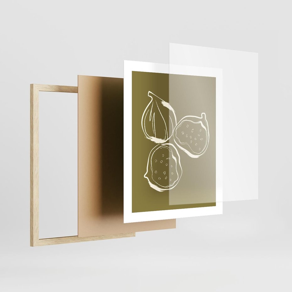 Plakat w ramie 40x50 - Podróżne Barwy - figi, minimalistyczny styl - rama drewno