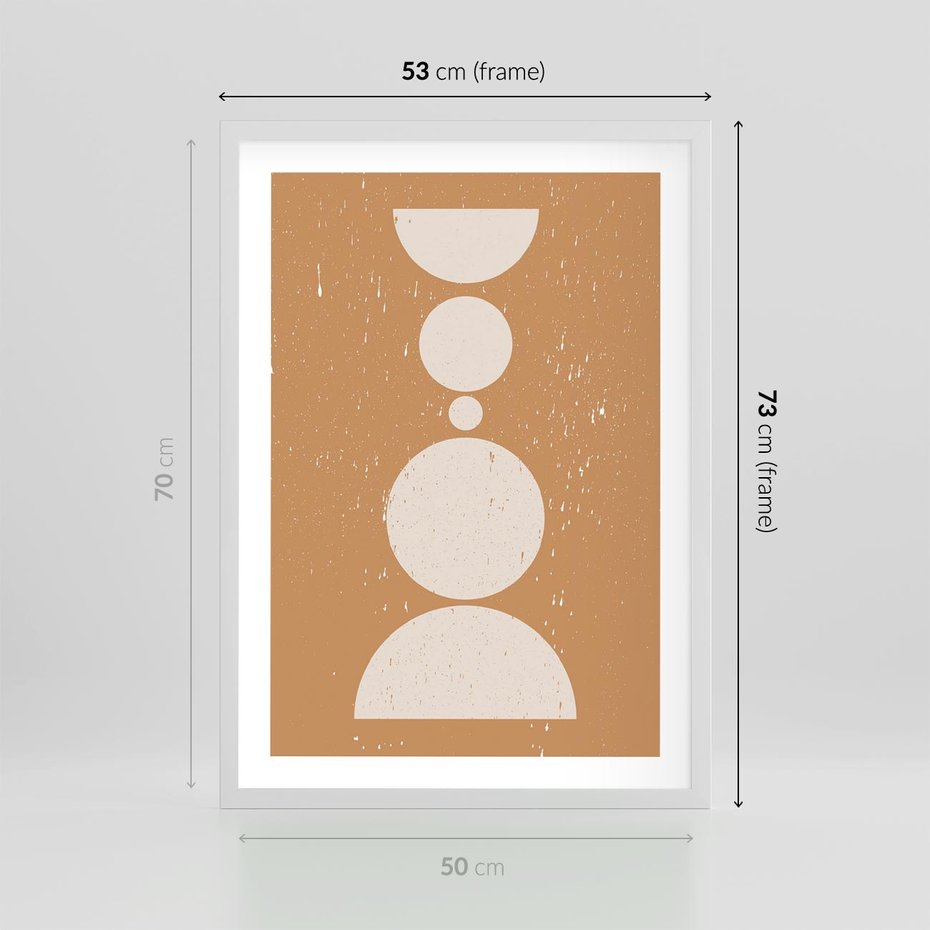 Plakat w ramie 50x70 - Podróżne Echa - mid century styl, nowoczesna grafika - rama biała