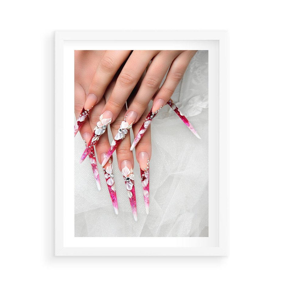 Plakat w ramie 50x70 - Paznokcie jak dzieło sztuki - paznokcie, manicure - rama biała