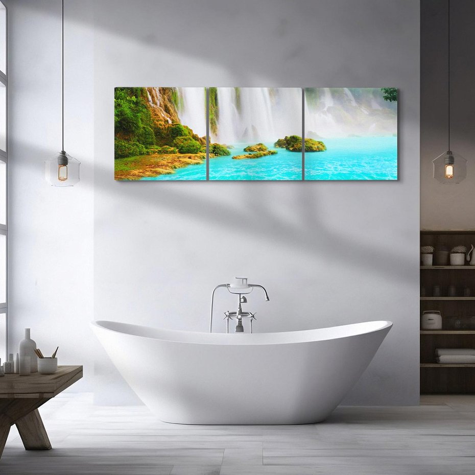 Obraz na płótnie 120x40 - Magia wodospadu - mistyczna dżungla - wodospad, dżungla